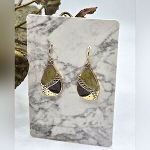 "5/$25" Goldtone Purple/Green Enamel Swirl Teardrop Dangle Earrings